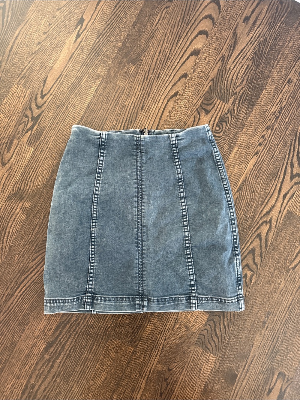 Free People Washed Black Denim Panel Mini Skirt